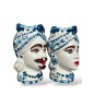 Coppia Teste di Moro blu floreale – in Ceramica di Santo Stefano di Camastra Coppia Teste di Moro blu floreale – in Ceramica di Santo Stefano di Camastra